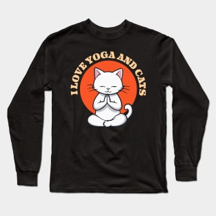 Cat Doing Yoga, Fitness with Cats, Yoga, and Cat Lover Gift Long Sleeve T-Shirt